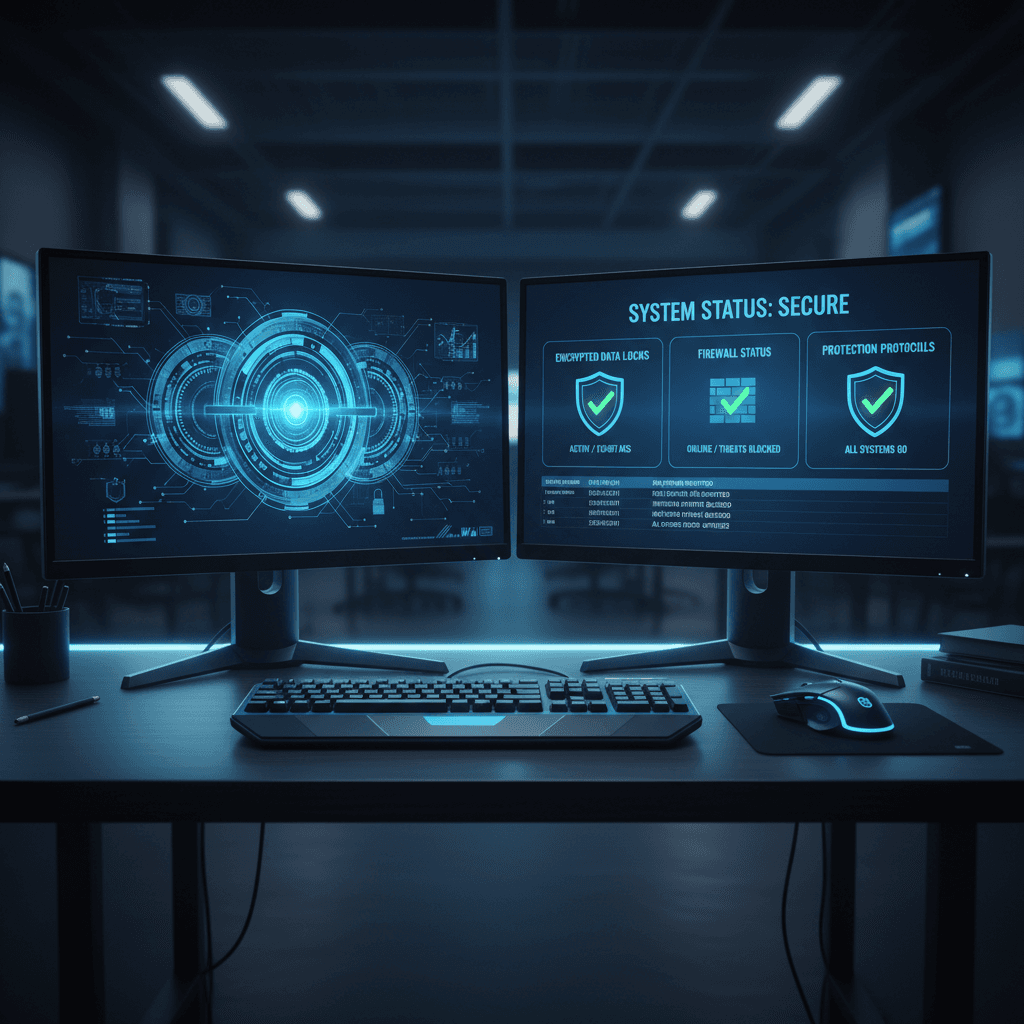 Security dashboard with encryption and protection status